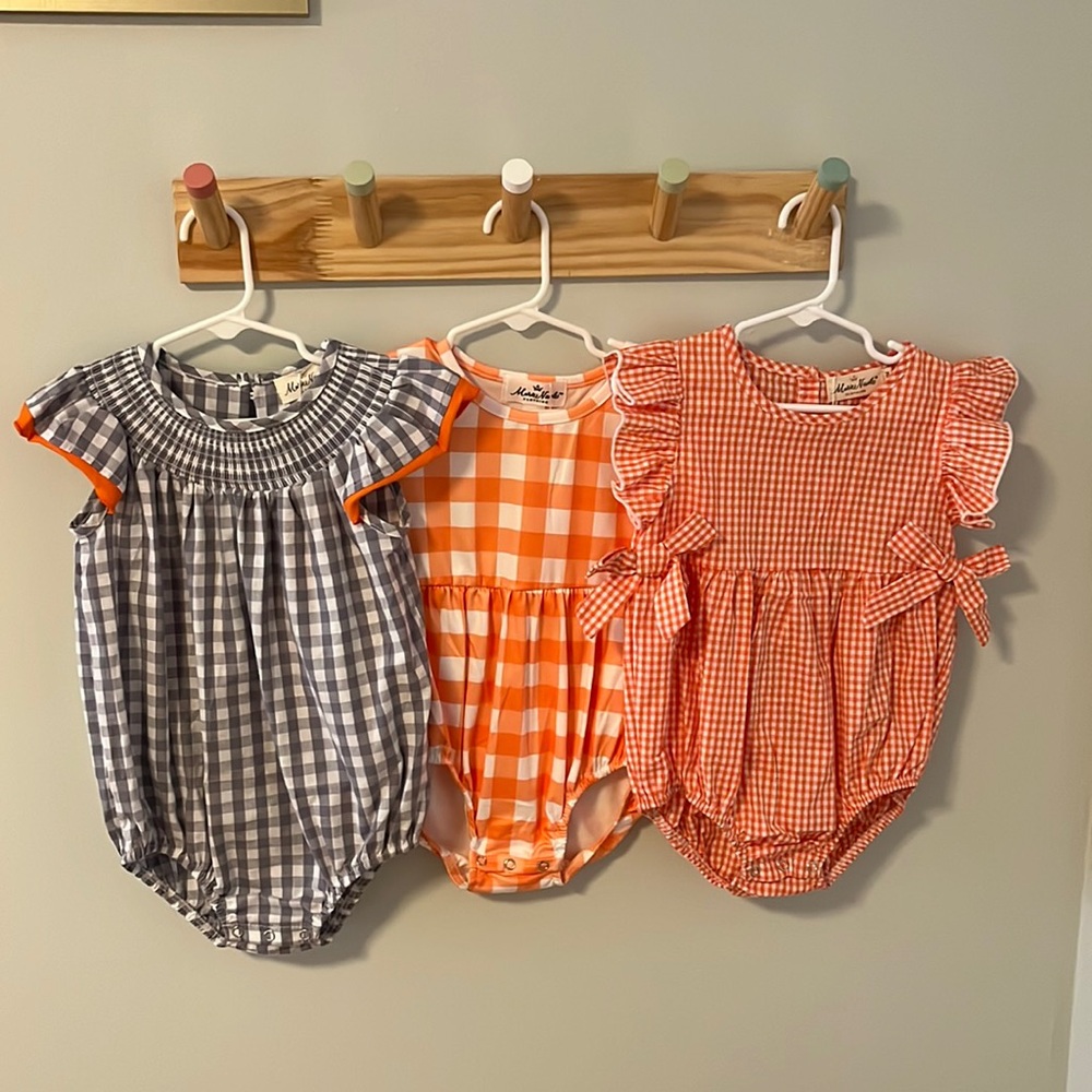 NWT Marie Nicole Clothing Boutique Orange Fall Girl Bubble Bundle 18-24 month